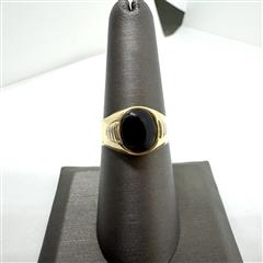 18K 750 Yellow Gold 4.61G Oval Onyx Signet Ring Sz: 7.5!